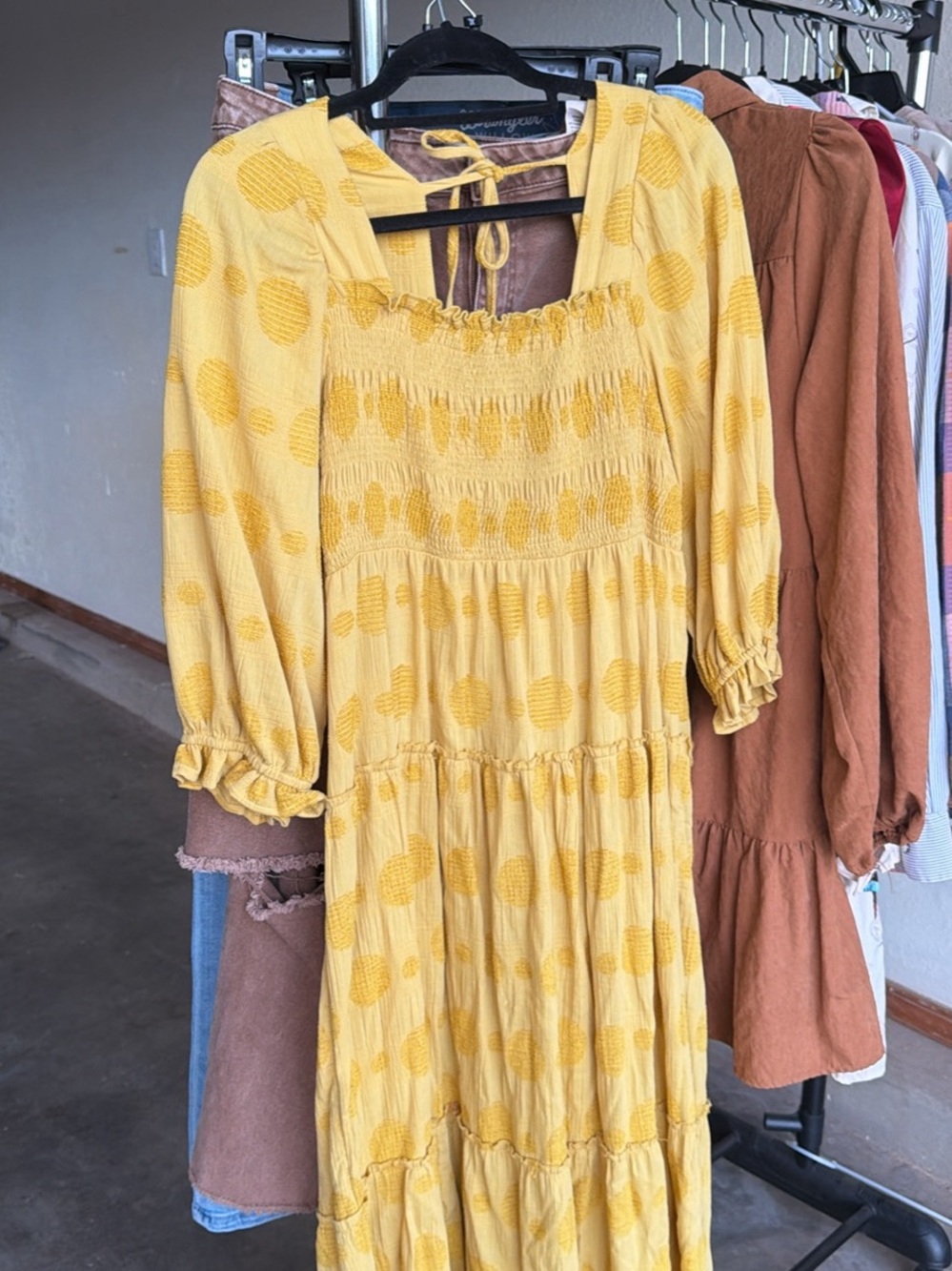 Umgee Yellow Polka Dot Maxi Dress